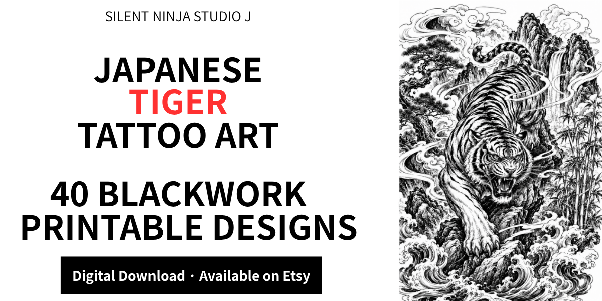 Japanese Tiger Tattoo Art – 40 Blackwork Printable Designs